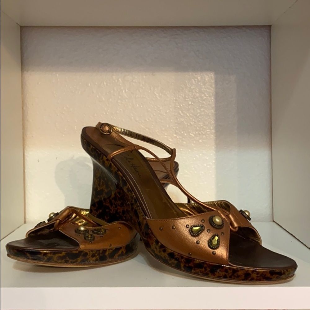 Cole Haan Bronze Wedge Jewel Strappy Sandals - Picture 3 of 16